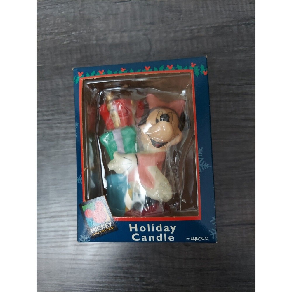 Vtg Disney Mickey Unlimited Enesco Minnie Mouse Holiday Candle Cake Topper NIB